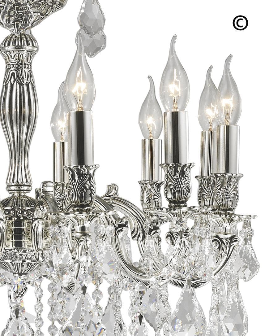 AMERICANA 12 Light Crystal Chandelier - Silver Plated - Designer Chandelier 