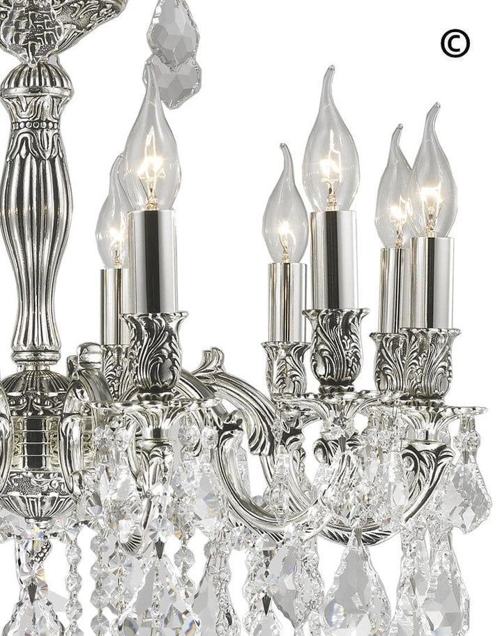AMERICANA 12 Light Crystal Chandelier - Silver Plated - Designer Chandelier 