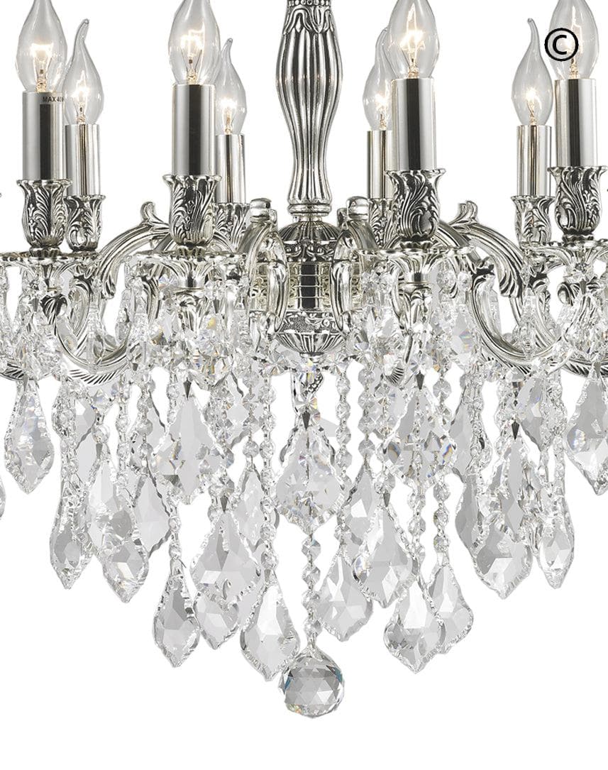AMERICANA 12 Light Crystal Chandelier - Silver Plated - Designer Chandelier 