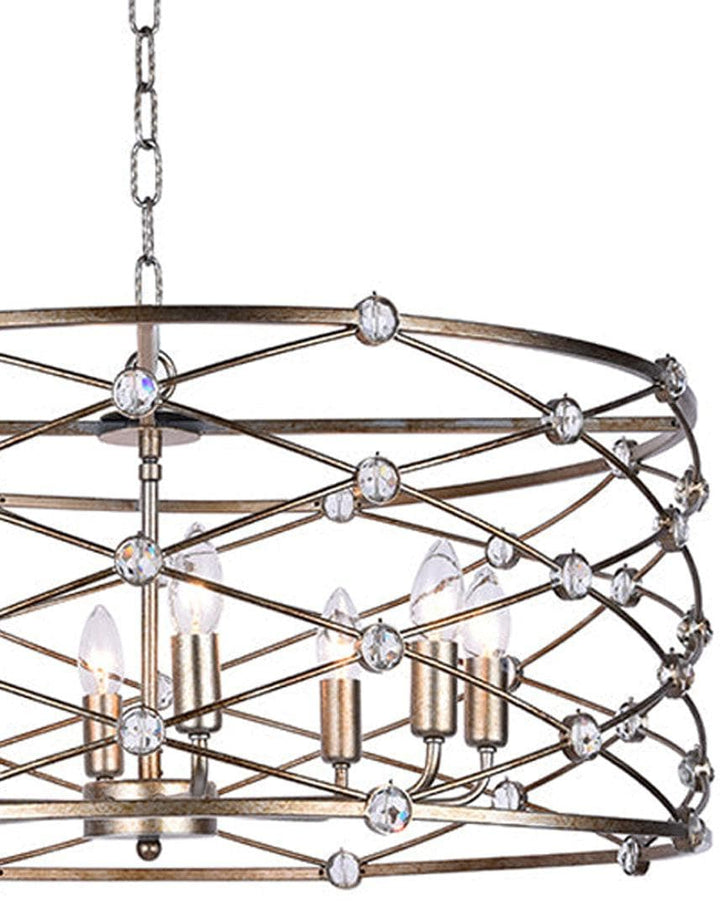 Eliza Collection - Round Pendant - Width: 75 Cm - Champagne Finish