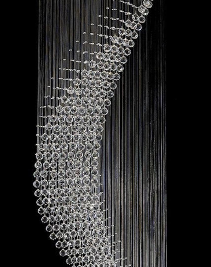 Contemporary Wave LED Chandelier - W:85cm H:300cm - Chrome