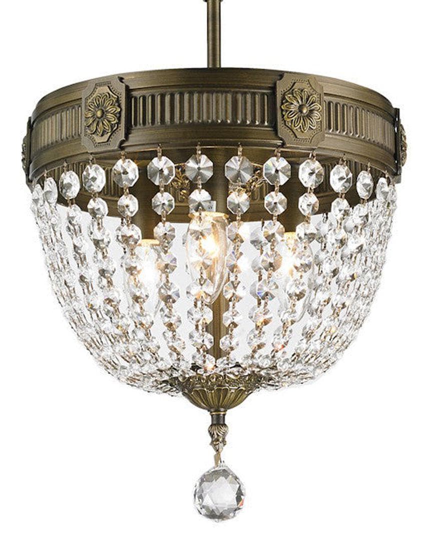 Regency Basket Chandelier - Antique Bronze Style - Flush Mount - W:30cm