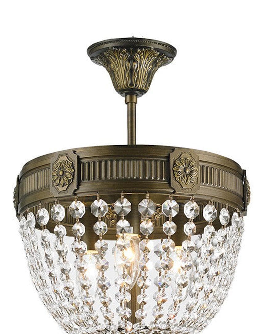 Regency Basket Chandelier - Antique Bronze Style - Flush Mount - W:30cm